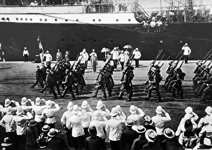 Qingdao: Parade at the port of Qingdao, 1910