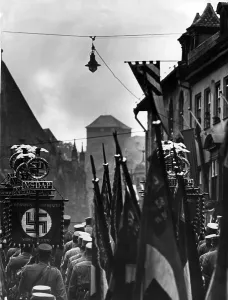 1933 1945: Parade of the SA at the Nuremberg Rally, 1938