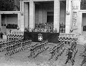 Bodyguard: Parade of troops for Adolf Hitler and Benito Mussolini