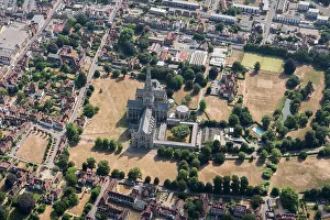Ditched: Parch marks around Salisbury Cathedral, Wiltshire