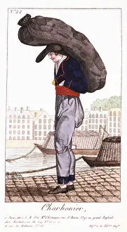 1826: Paris Coalman, with barge on the Seine in background