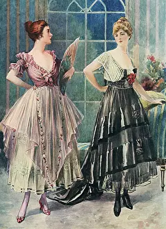 Satin: Paris fashions, dinner frocks, 1916
