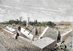 Mary Evans (colourised): Paris, France - Tour Eiffel, Foundations