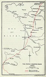 Bordeaux: The Paris-Madrid Race route, 1903