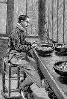 Mint: Paris Mint: Testing weight of gold pieces. Wood