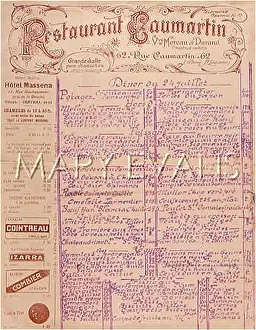 Caumartin: PARIS RESTAURANT MENU