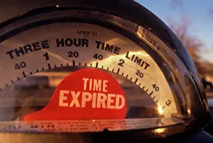 Overdue: Parking Meter with Time Expired Violation Flag Showing