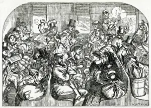 Commuter: Parliamentary train, interior of third class 1862