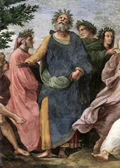 Parnassus: Parnassus, Upper Left, with Homer, by Raphael