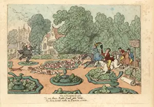 Miseries: Parson cursing foxhunters and hounds trampling his garden