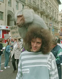 Tamed: Participants of ?Animals against atrocity? rally