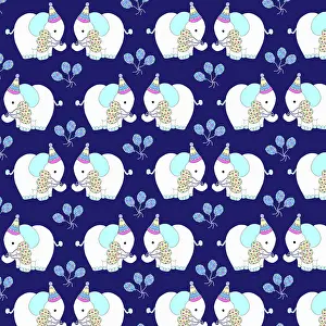 Birthdays: Party elephants repeating pattern