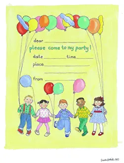 Mufti: Party Invitation with children and balloons