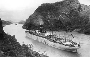 Panama: Passenger ship in the Panama Canal, 1927