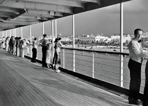 Seawall: Passengers Aboard Ship Promenade Deck Viewing Malecon a