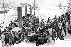 Queenstown: Passengers boarding an Emigrant Ship at Queenstown, Ireland