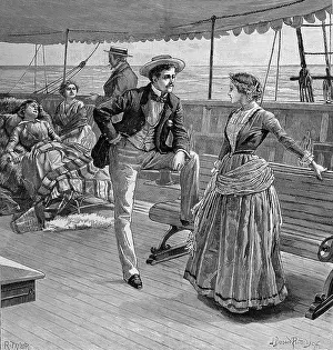 Shameful: Passengers on the deck of a liner 1887