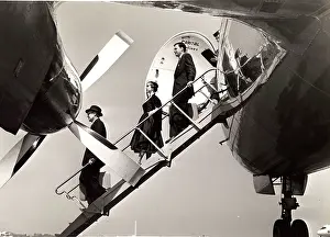 Departing: Passengers departing a Vickers Viscount 744