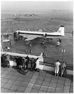 Alighting: Passengers disembarking from BEA Vickers Vanguard