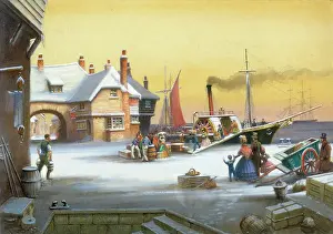 Syers: Passengers disembarking from paddle-boat