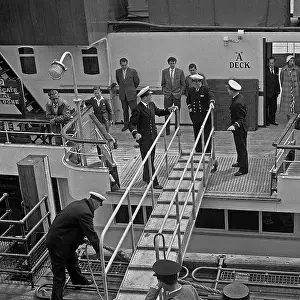 Disembarkation: Passengers prepare to disembark cross-channel ferry