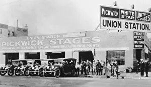 Accommodations: Passengers wait for a Pickwick Stage at Charles