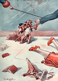 Tripping: Passers by tripping over a dog lead
