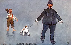 Dec19: Passive Resistance - comic postcard by Lance Thackeray