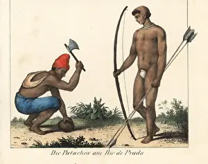 Goedsches: Patachos man opening a coconut, and hunter