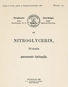 Patents: Patent for nitroglycerine by Alfred Nobel