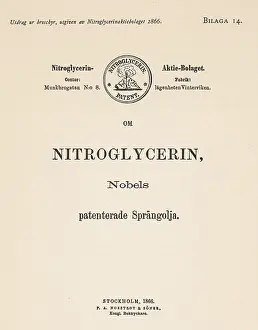 Patents: Patent for nitroglycerine by Alfred Nobel