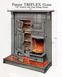 Enamelled: Patent Triplex Grate F Pattern with close-fitting mantel