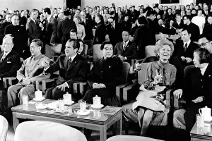Haldeman: Patricia Nixon laughs as she talks with ?