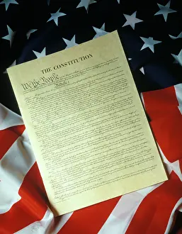Freedoms: Patriotic Symbolic of US Constitution and American Flag