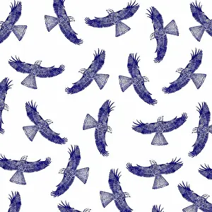 Repeating: Pattern featuring a bird of prey in flight