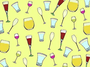 Tess Hines Designs: Pattern featuring a plethora of drinking vessels, all full