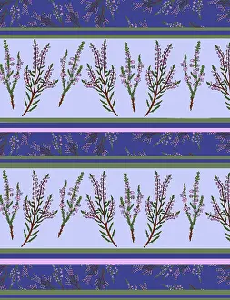 Repeating: Pattern featuring sprigs of purple heather
