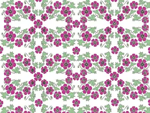 Mauve: Pattern of small purple flowers and leaves