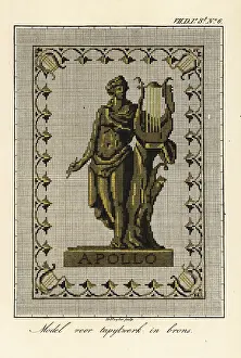 Interior Decoration: Pattern for a tapestry in bronze thread of Apollo with lyre
