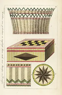 Interior Decoration: Patterns for basket, box and mat in woven straw