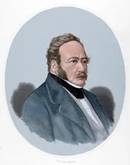 Sideburn: Paul de Kock (1793-1871). Engraving. Colored