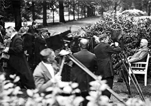 Succeeded: Paul von Hindenburg surrounded by photographers, 1925