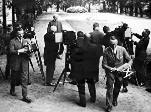 Succeeded: Paul von Hindenburg surrounded by photographers, 1925