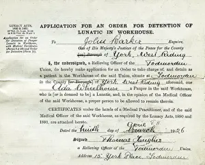 Application: Pauper Lunatic Detention Application