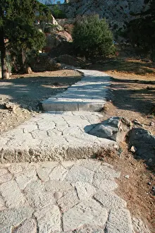 Acropolis: Paved road to climb Acropolis. Athens. Greece