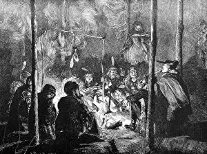 Pawnee: Pawnee Indians around a camp fire