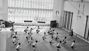 PE lesson at school in Tashkent, 1974