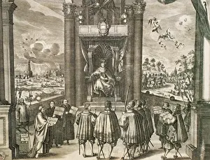 1555: Peace of Augsburg (September 25, 1555). German Bible, 17th c