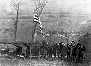 105th: Peace celebration on the battlefield. An American