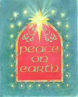 Peace on Earth with olive branches and star